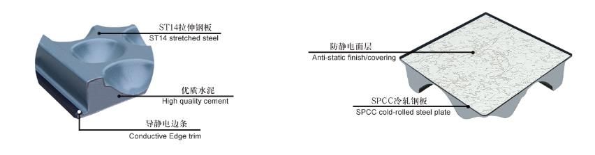 Anti-static steel raised access floor with edge  (HDG)